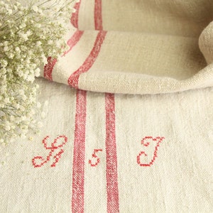 antique european linen grain sack sewing pillow KX 462