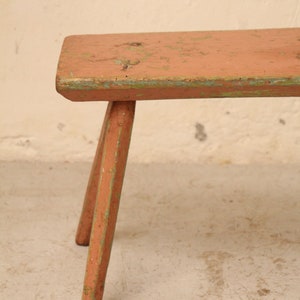handcarved antique austrian wooden stool A599 image 3