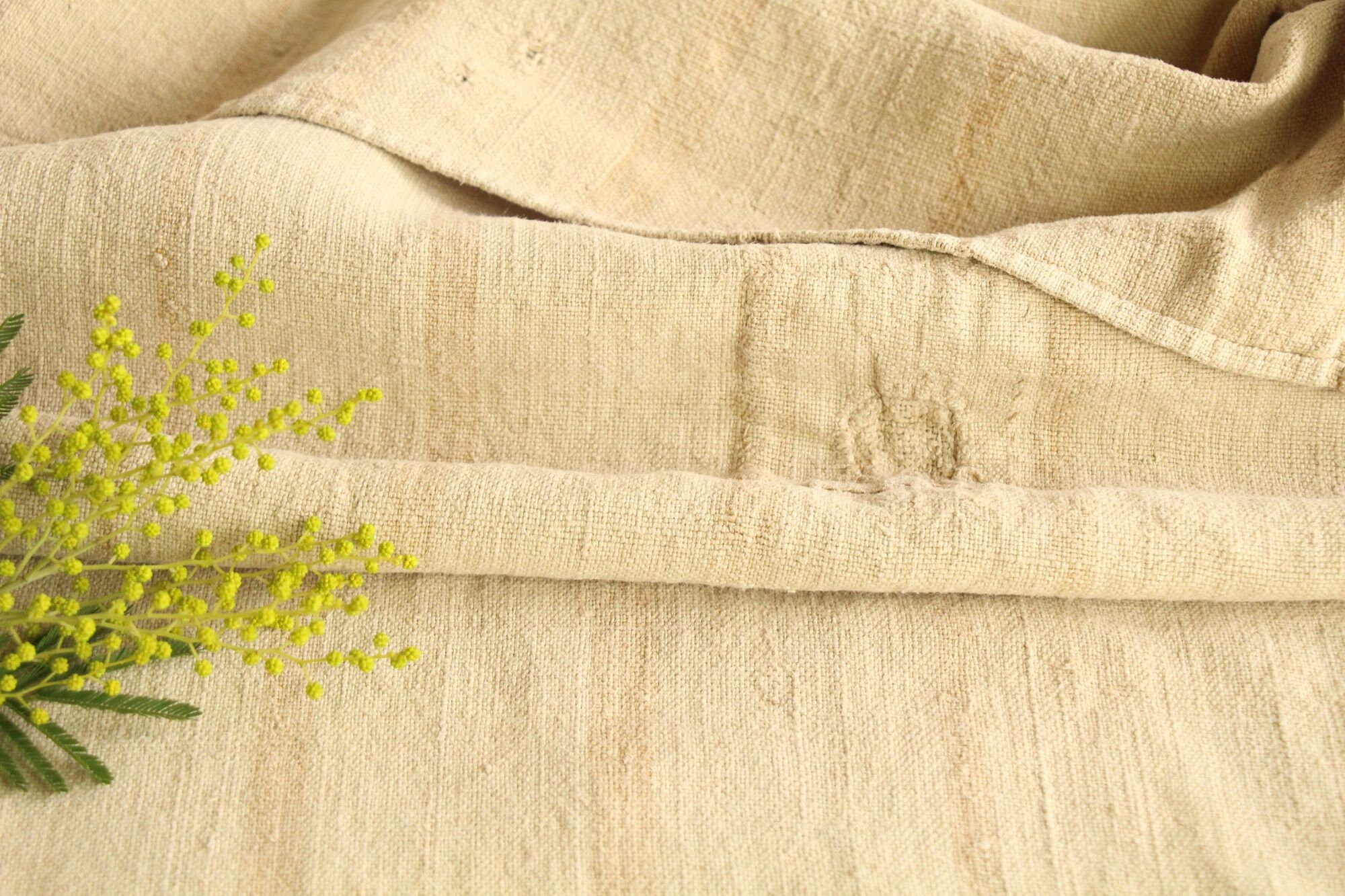 フランス　アンティーク　グレインサック　イニシャルMJ grainsack - Etsy 日本