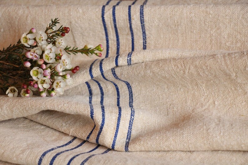6.99y grainsack TP 118: grain sack fabric by the yard linen by the yard handloomed,COBALT BLUE 18.50wide pillow,french lin,upholstery