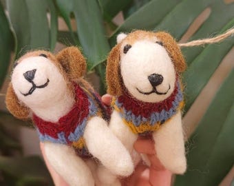 Filz Hund Taschenanhänger, Nadel gefilzte Welpe Schlüsselanhänger, Tier Ornament