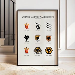 Wolverhampton Wanderers FC History of the Crest Poster Officially Licensed  Product A4 / A3 Framed Option - Etsy 日本