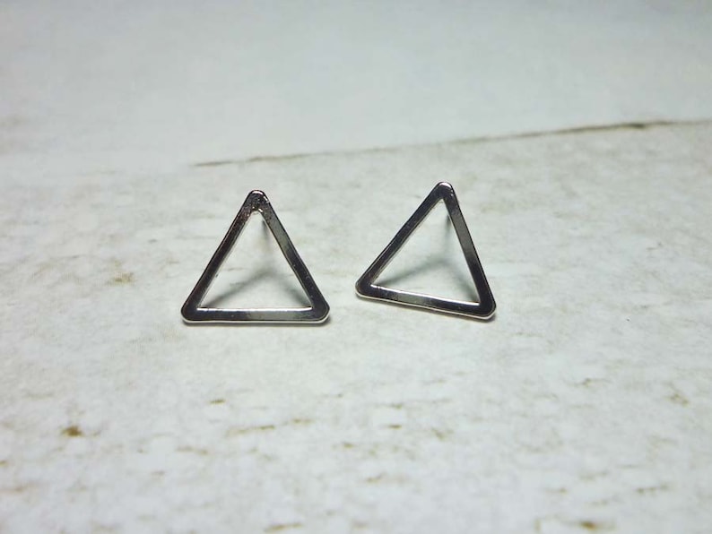 Silver Open Triangle Stud Earrings Dainty Earrings
