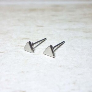 Matt Silver Triangle Stud Earrings, Dainty Earrings