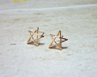 Pendientes de estrella con contorno de oro rosa: sin níquel