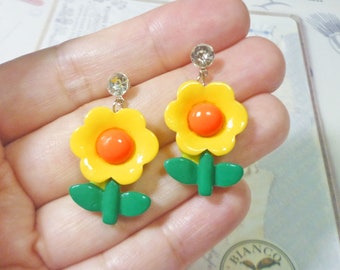 Cute Flower Drop Stud Earrings, Garden Lover Gifts