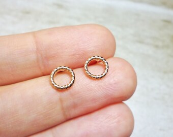 Rope Circle Stud Earrings, Twisted Rope Round Jewelry