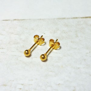 Gold Ball Stud Earrings 3mm, 20g Stainless Steel Ball Earrings