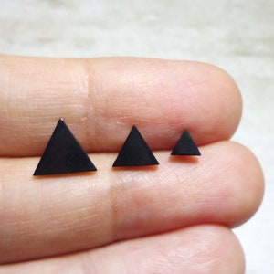 Black Triangle Stud Earrings, Stainless Steel Triangle Earrings