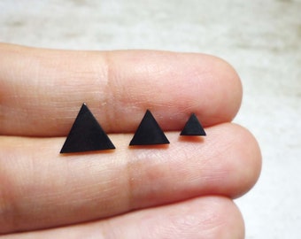 Black Triangle Stud Earrings Stainless Steel Triangle Earrings