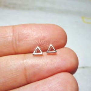 Tiny Open Triangle Stud Earrings, Dainty Triangle Earrings