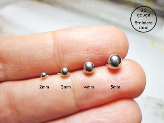 Steel Ball Stud Earrings 20g Stainless Steel Ball Earrings Etsy Canada