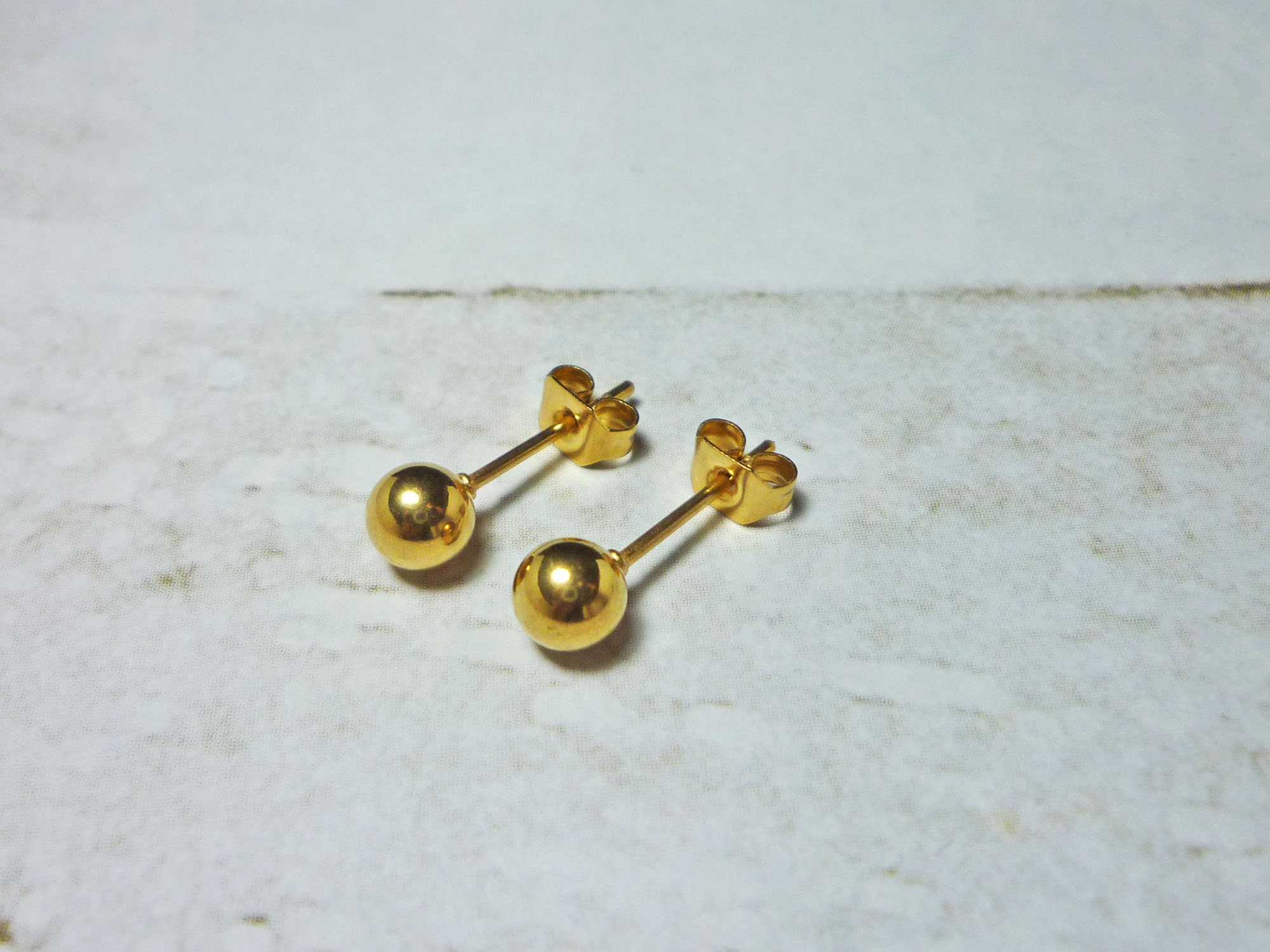 Gold Ball Stud Earrings 5mm, 20g Stainless Steel Ball
