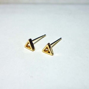 Tiny Open Triangle Stud Earrings, Dainty Gold Triangle Earrings image 2