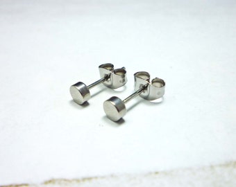 Pendientes de botón de acero con forma de punto, pendientes redondos de acero inoxidable de 4 mm