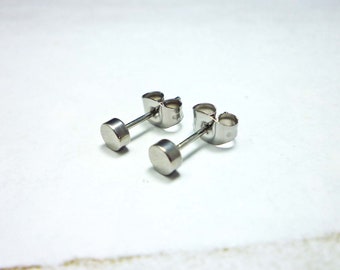 Steel Dot Stud Earrings, Stainless Steel Round Earrings 4mm