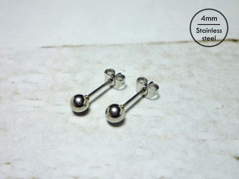 Pendientes de bolas de acero, pendientes de bolas de acero inoxidable de 20 g 4mm