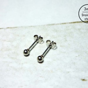 Pendientes de bolas de acero, pendientes de bolas de acero inoxidable de 20 g 3mm