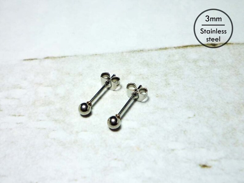 Pendientes de bolas de acero, pendientes de bolas de acero inoxidable de 20 g 3mm