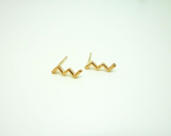 Pendientes en zigzag, pendientes de oro rosa