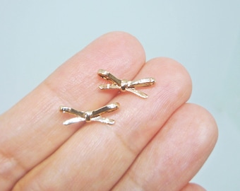 Pendientes de lazo de cinta, joyería de lazo en oro rosa, regalo para ella