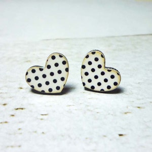 Vintage Polka Dots Heart Earrings