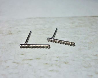 Textured Bar Stud Earrings, Thin Line Earrings