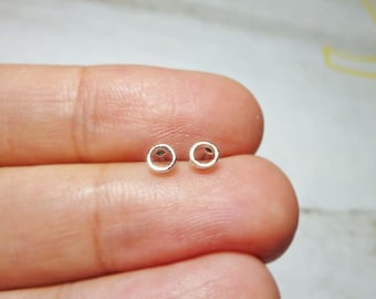 Tiny Circle Stud Earrings: Nickel Free Dot Earrings (4mm)