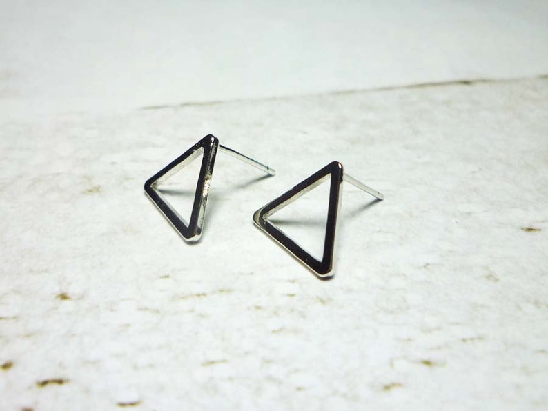 Silver Open Triangle Stud Earrings Dainty Earrings