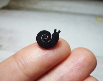 Black Snail Stud Earrings, Stainless Steel Earrings