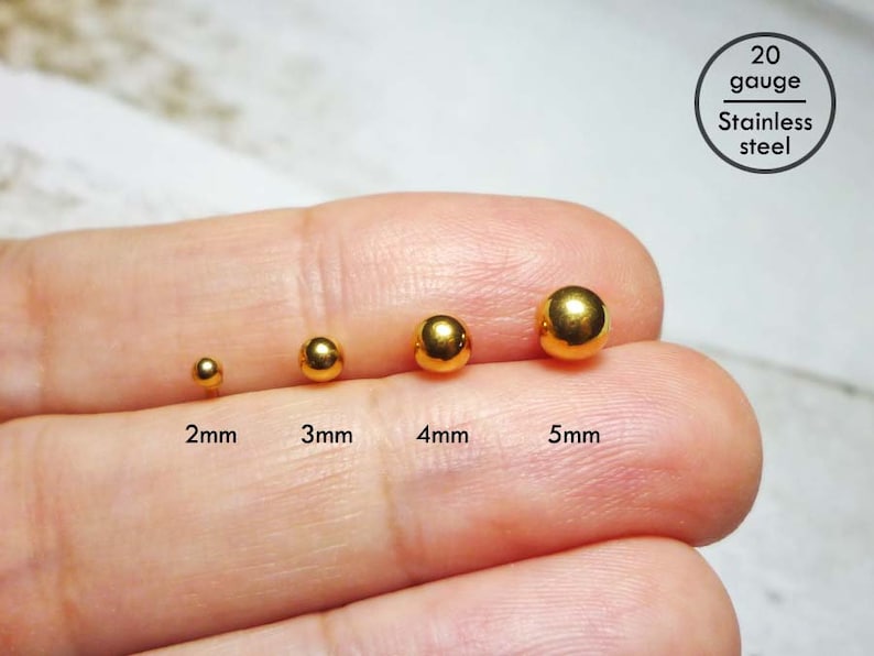 Gold Ball Stud Earrings 5mm Stainless Steel Ball Earrings