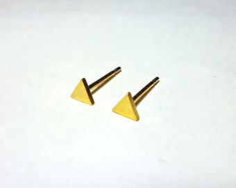 Gold Triangle Stud Earrings, Dainty Earrings