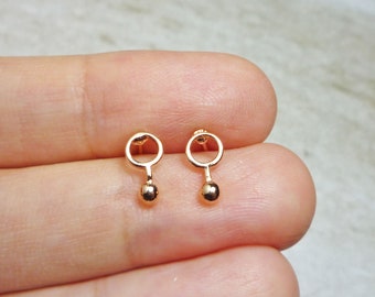 Pendientes de botón con forma de círculo y bola