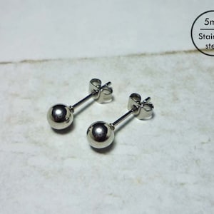 Pendientes de bolas de acero, pendientes de bolas de acero inoxidable de 20 g 5mm