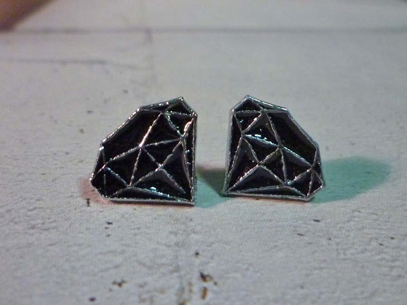 Mini Black Diamond Stud Earrings image 2