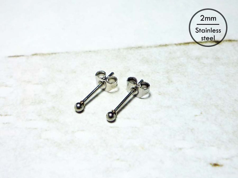 Steel Ball Stud Earrings, 20g Stainless Steel Ball Earrings image 3
