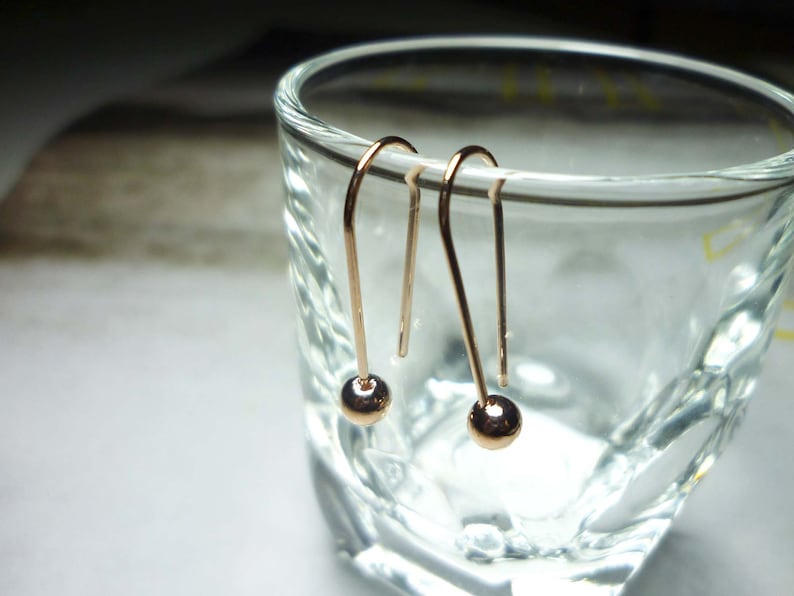 Round Dangle Ball Earrings Rose Gold Ball Dangle Earrings