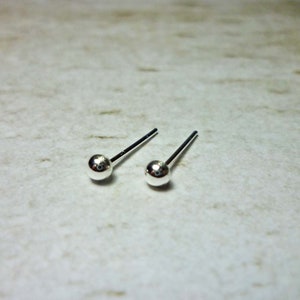 Silver Ball Stud Earrings, Sterling Silver Ball Earrings, Ball Stud Earrings - 3mm