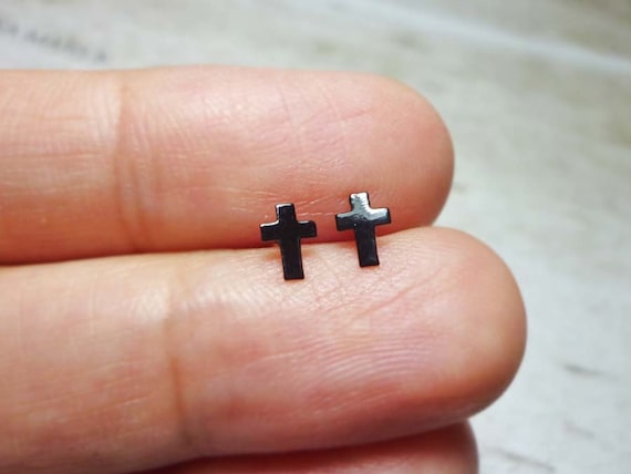 Black stud cross sale earrings