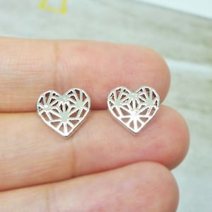Heart Stud Earrings, Cut Out Heart Earrings