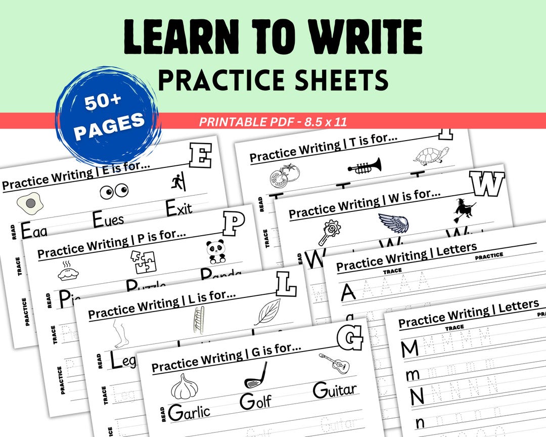 Pre-k Kindergarten Learn to Write the Alphabet Practice Sheets ...