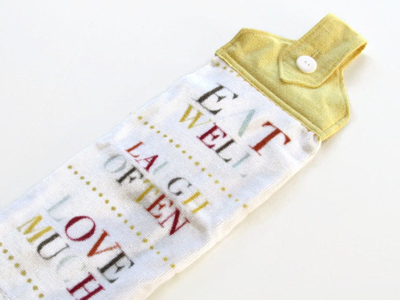 Hanging Eat Laugh Love Kitchen Towel Tab Top Kitchen Towel Etsy