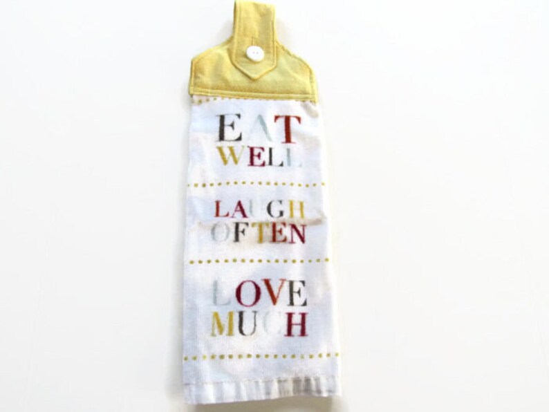 Hanging Eat Laugh Love Kitchen Towel Tab Top Kitchen Towel Etsy