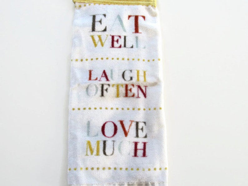 Hanging Eat Laugh Love Kitchen Towel Tab Top Kitchen Towel Etsy
