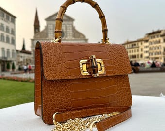 Handmade bamboo handled handbag