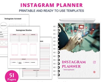 Instagram Planner Digital, Business Marketing, Social Media Plan, Marketingplaner, Content Planer PDF, druckbarer Instagram Tracker.
