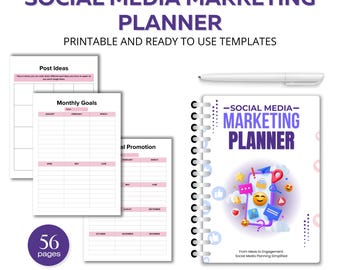 Social Media Printable Planner, Social Media Marketing Planner Kit, Marketing Planner, Content Planner, Printable Content Planning Workbook