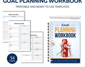 Cuaderno de trabajo para la planificación de objetivos, Seguimiento de objetivos para 2025, Kit de establecimiento de objetivos SMART, Año Nuevo, Reflexiones sobre hábitos mensuales, Productividad, Tablero de visión