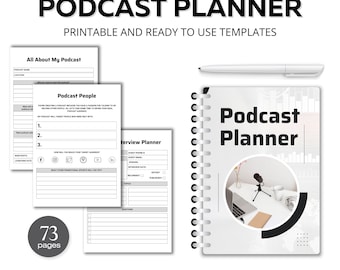 Planificador de podcasts editable, plantilla de podcasts, calendario de contenido de podcasts, planificador de podcasts imprimible, plantilla de planificación de podcasts