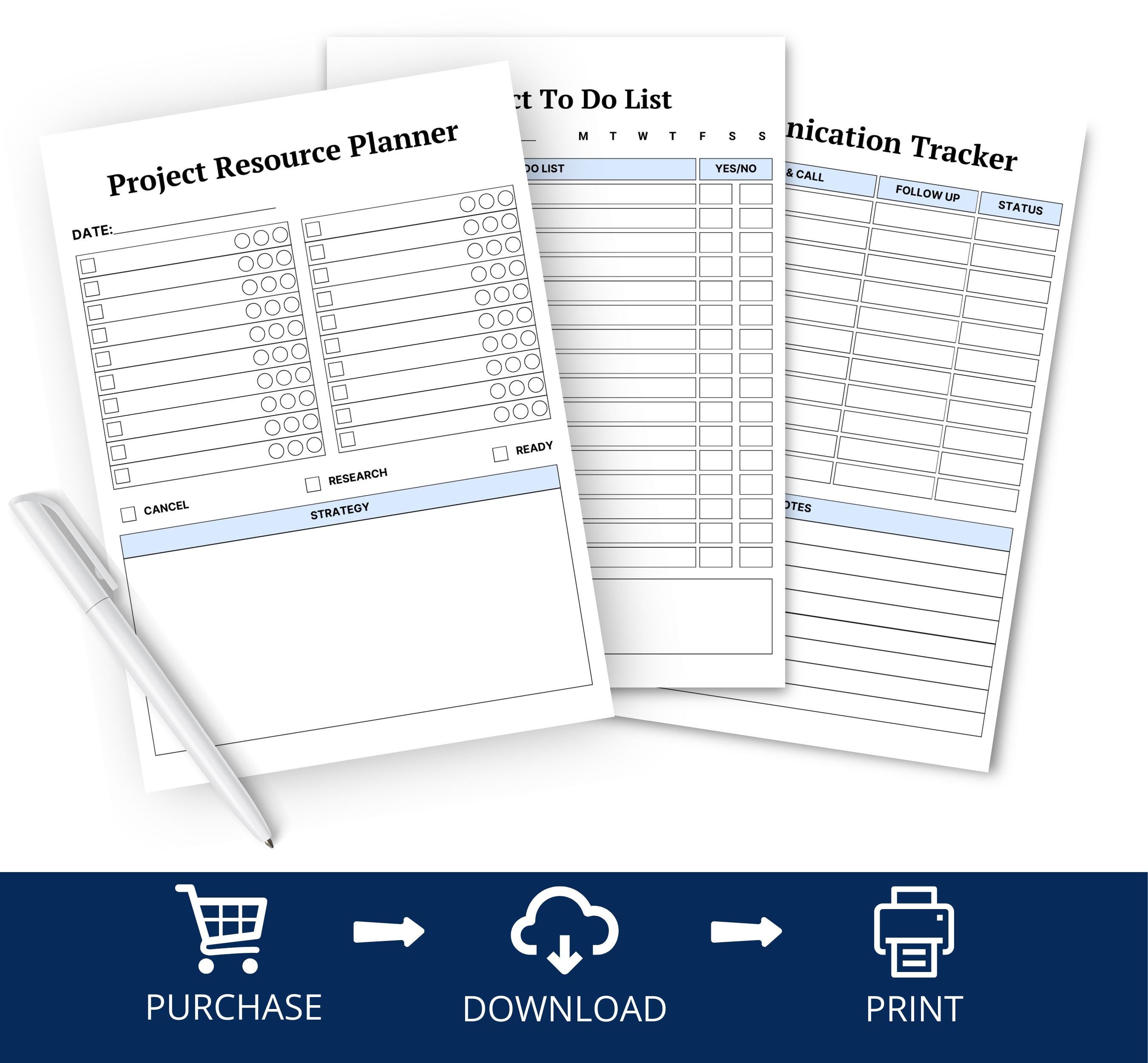 Printable Project Planner, Work Planner, Project Timeline Tracker ...